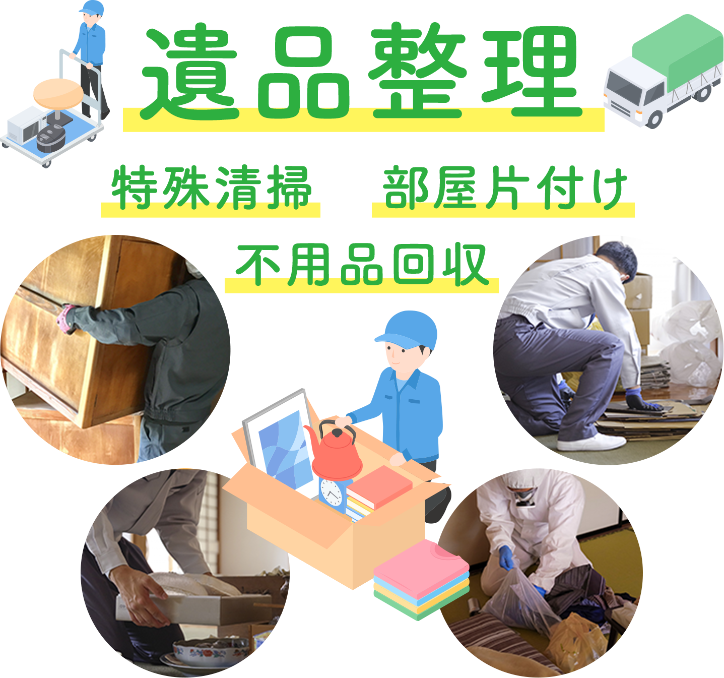 遺品整理・特殊清掃・部屋片付け・不用品回収